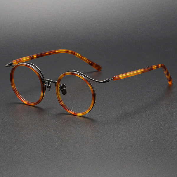 HONGMEI Titanium Vintage Round Eyeglasses Frames