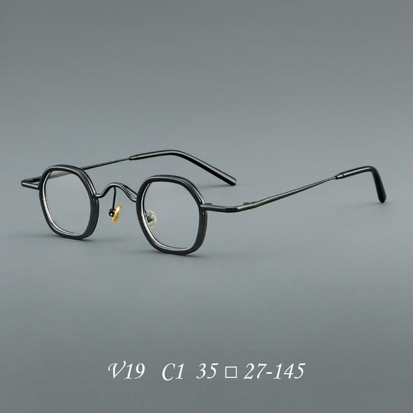 Punk Crown Prince Mirror Vintage Round Acetate Glasses Frame
