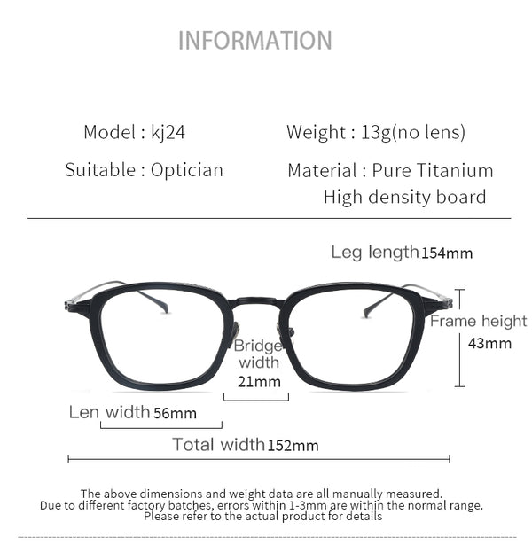 Eyeglass Pure frames glasses Optical Prescription glasses for men Eyewear Glasses frame Titanium Men's