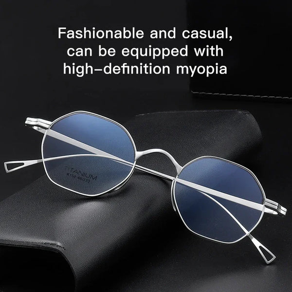 HONGMEI Personalized Polygon Pure Titanium Eyewear Small FaceDesigner japanese handmade glasses frame Hyperopia Reading Myopia