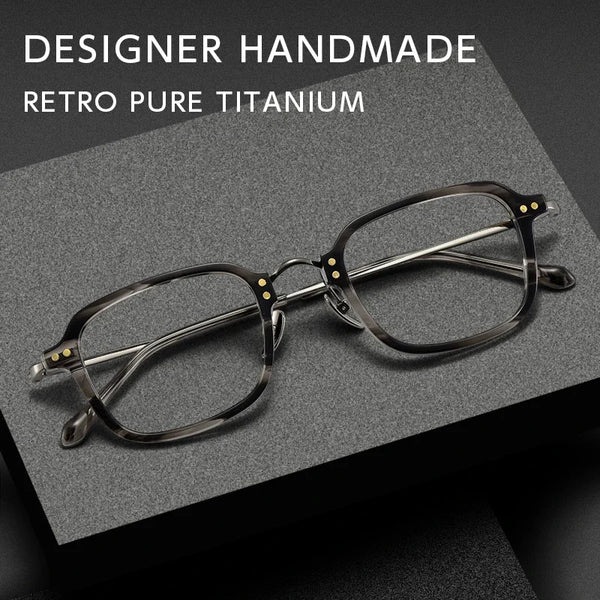 HONGMEI New Ultra-light Big Retro Square Optica Eyeglasses Hyperopia Reading Frame Full Rim Styles Big Face Pure TitanismBT55001