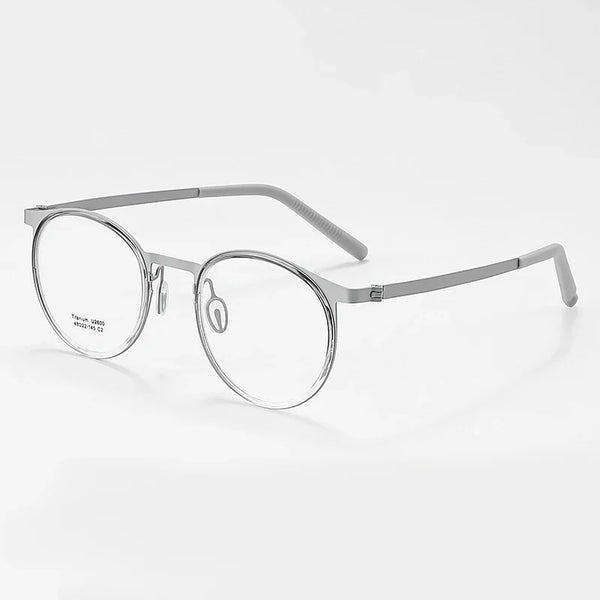 HONGMEI Vintage tortoiseshell glasses frame for men, high prescription round frame, ultra light pure titanium myopia glasses fra