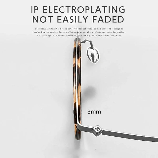 HONGMEI Vintage tortoiseshell glasses frame for men, high prescription round frame, ultra light pure titanium myopia glasses fra