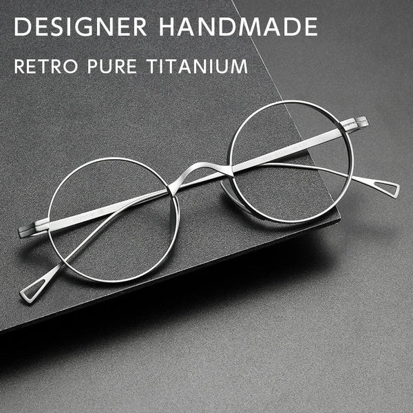 HONGMEI myopia Retro Round Eyewear Men Pure Titanium Optical Prescription photochromic Eyeglasses Frame Women sm-10518