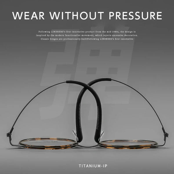 HONGMEI Vintage tortoiseshell glasses frame for men, high prescription round frame, ultra light pure titanium myopia glasses fra