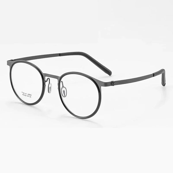 HONGMEI Vintage tortoiseshell glasses frame for men, high prescription round frame, ultra light pure titanium myopia glasses fra
