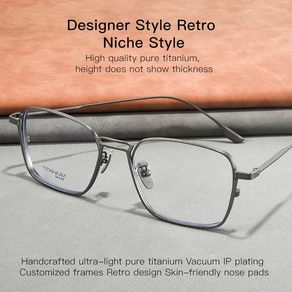 HONGMEI Pure Titanium Optical Luxury Double Bridge Eyewear Myopia Prescription Eyeglasses Frame Men's and women's Hyperopia Readi