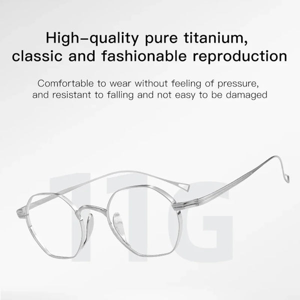 HONGMEI Personalized Polygon Pure Titanium Eyewear Small FaceDesigner japanese handmade glasses frame Hyperopia Reading Myopia
