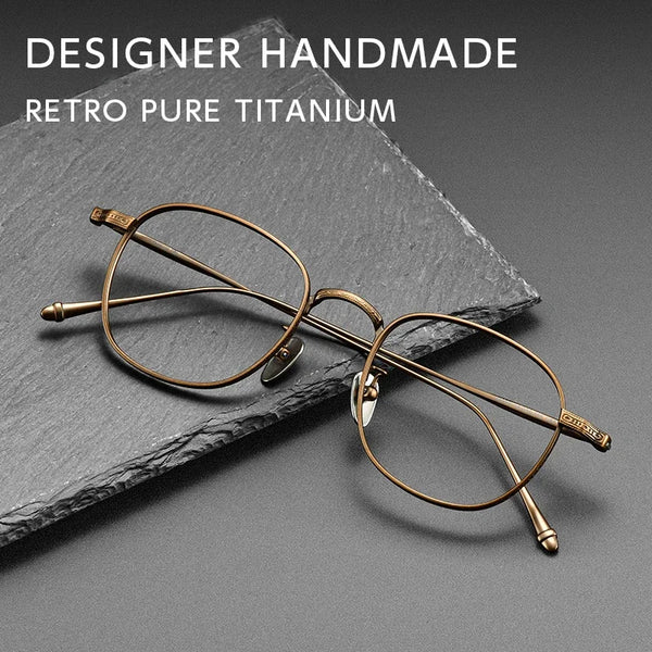 HONGMEI Retro Round Ultra-light Titanium frame Hyperopia Reading Myopia Prescription Glasses Men and Women High Quality