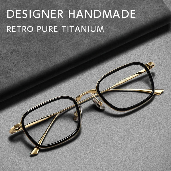 HONGMEI Fashion Square Luxury Acetate Pure Titanium Eyewear ReadingBusiness Retro Optical Prescription Eyeglasses Frame Men19052