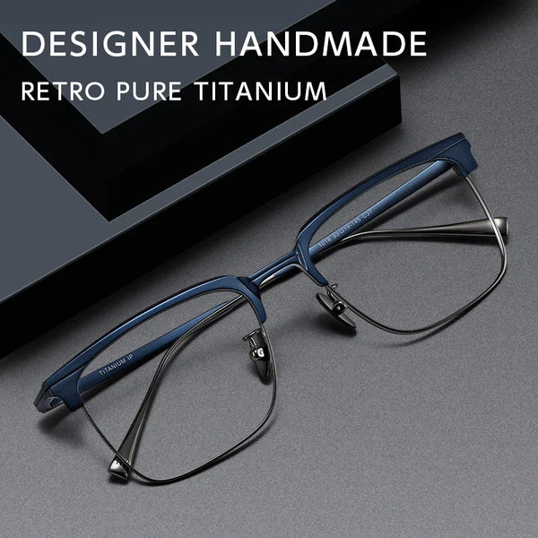 HONGMEI Business Pure Titanium Glasses Myopia Prescription Eyeglasses Frame Men Retro Square Luxury Optica Hyperopia Readsm19053