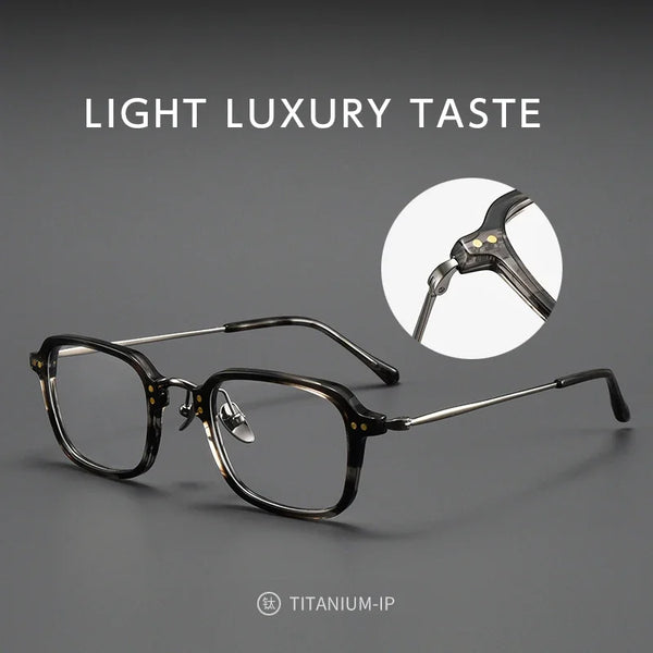 HONGMEI New Ultra-light Big Retro Square Optica Eyeglasses Hyperopia Reading Frame Full Rim Styles Big Face Pure TitanismBT55001